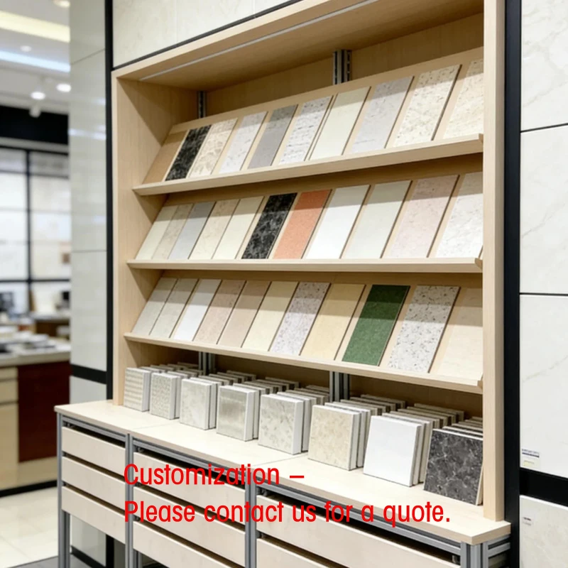 custom.Customizable LED Lighting Stone Display Rack Aluminum Frame Tile Showroom Cabinet Drawers Quartz Marble Exhibi