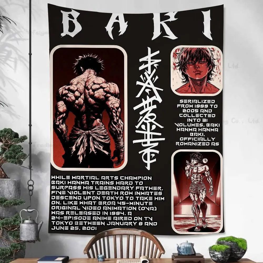 Anime Baki The G-Grappler Colorful Tapestry Wall Hanging Hanging Tarot Hippie Wall Rugs Dorm Wall Art Decor