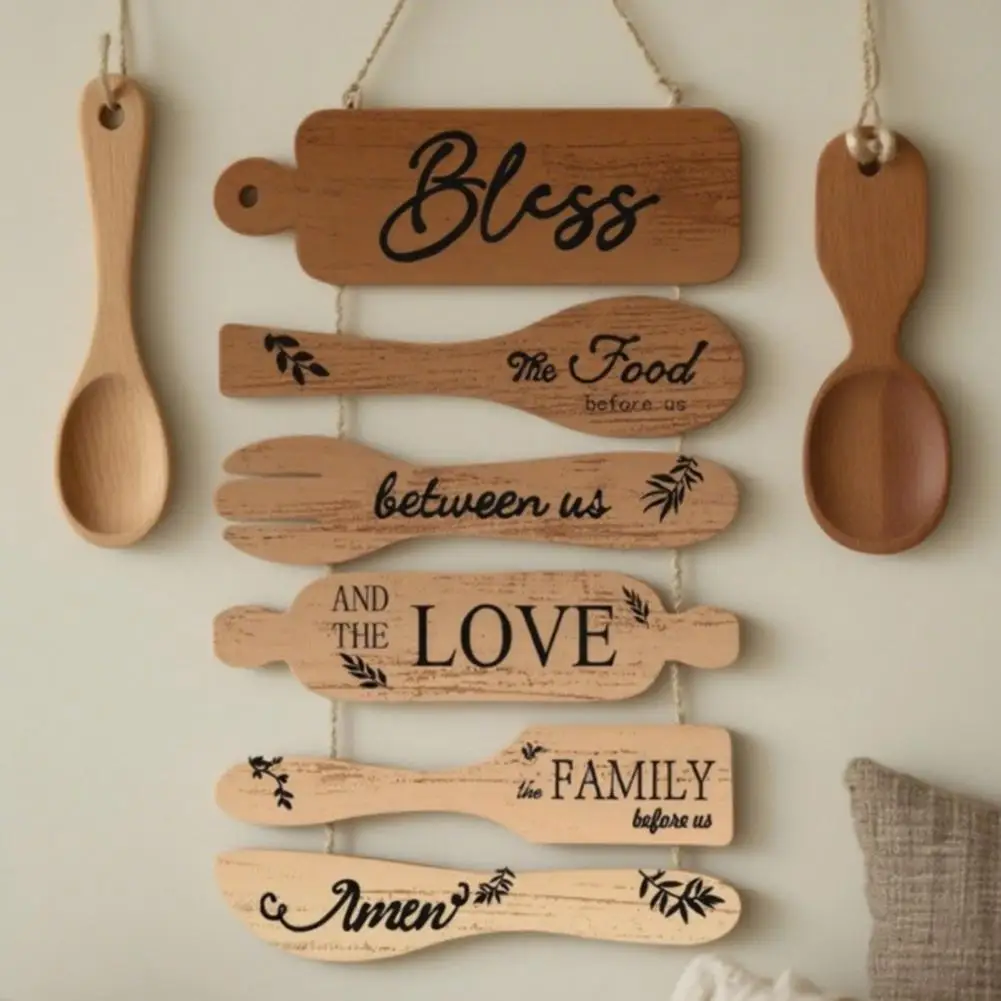 1SET Blessing the Food wooden wall hanging decoration, creative kitchenware design, warm home decoration for restaurant kitchen
