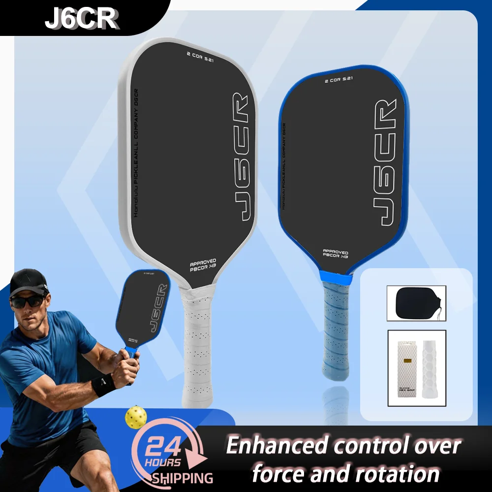 

J6CR Pickleball Paddle T700 Carbon Fiber Power and Spin Featuring Dynamic PowerFlex 16mm Honeycomb Core Sport Racket