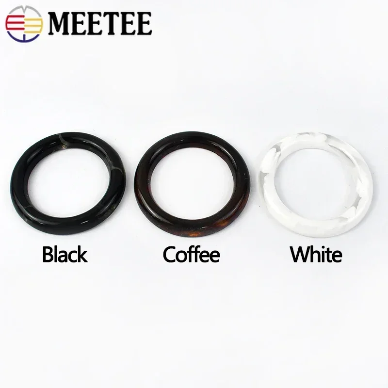 10/20pcs Meetee 3-4.5cm Round O Ring Resin Buckle Buttons Women Scarves Belt Buckles Ribbon Slider for Garment Clothes Bag Decor