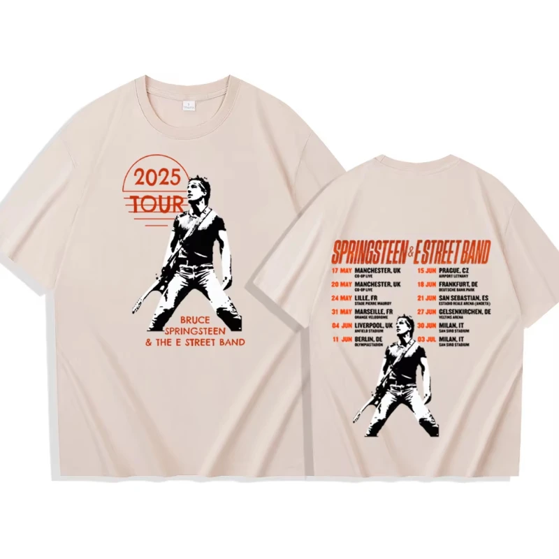 เสื้อยืด Bruce Springsteen และ E Street Tour ฤดูร้อน 2025 สำหรับผู้ชาย ผ้าฝ้ายแท้ สไตล์ลำลอง ฮิปฮอป ฮาราจูกุ คอกลม ทรงหลวม เสื้อผ้าลำลอง ของขวัญ