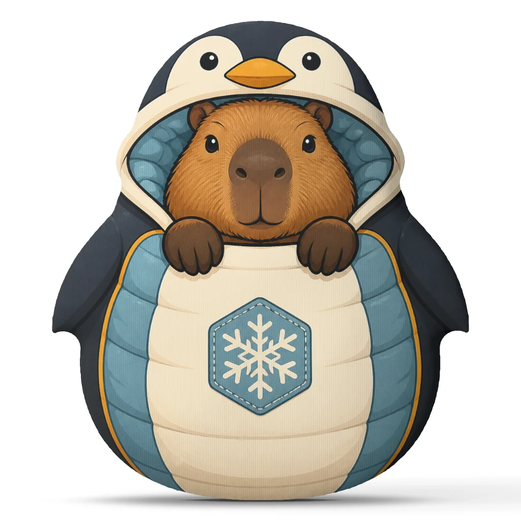 Capybara Penguin Sleeping Bag Shaped Pillow Cute Winter Animal Cushion Stuffed Throw Pillow for Sofa Bedroom Home Decor Gift