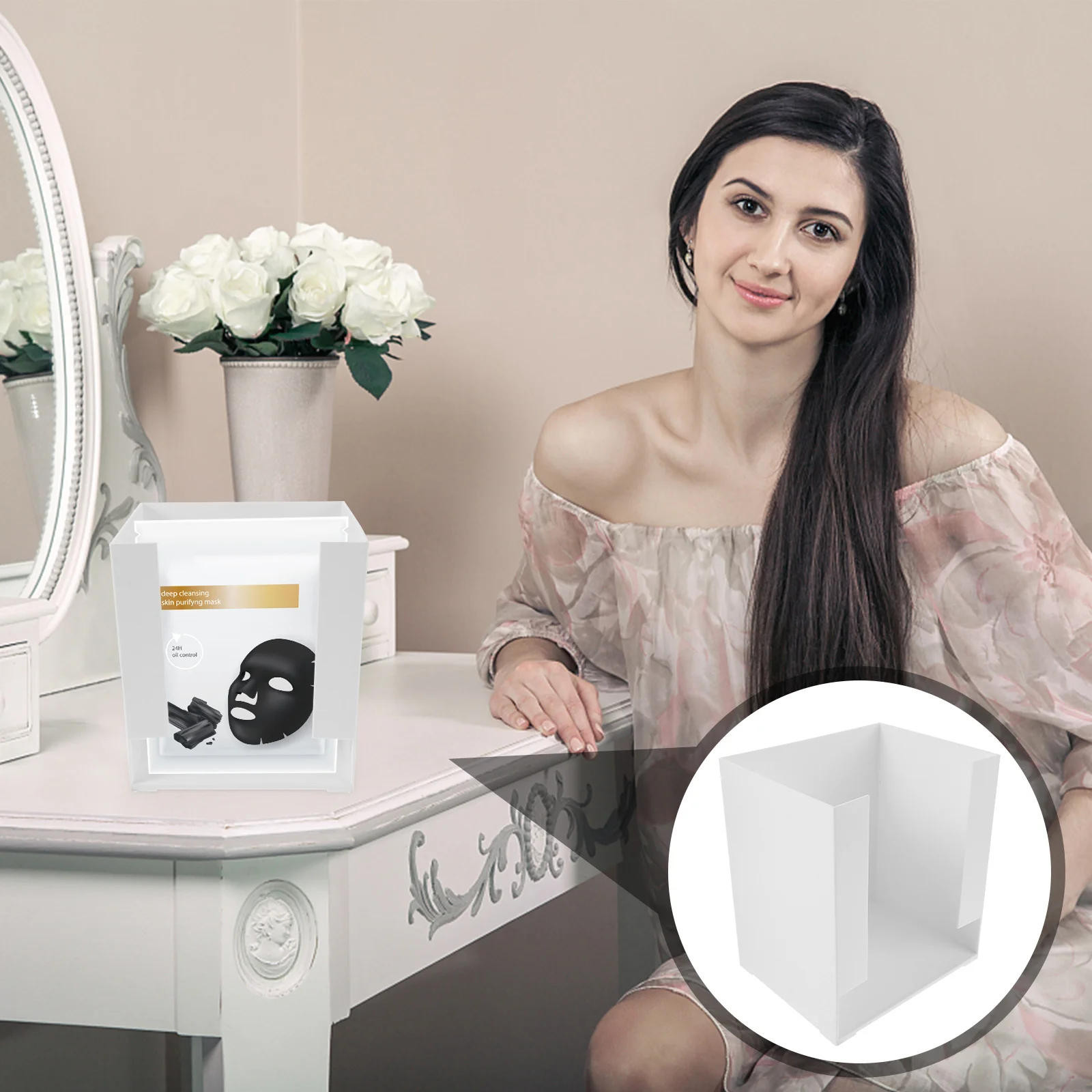 

Desktop Storage Box for Paper Cups Facial Masks Instant Noodles Large Capacity Organizer Holder Tabletop Sundry Storage Rack