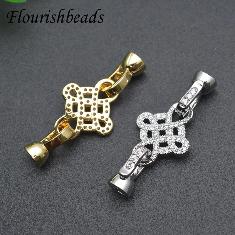 

Nickel Free Real Gold Plated Paved CZ Beads Connector Fastener Chinese Style Accessories for DIY Necklace Jewelry Findings 10pcs