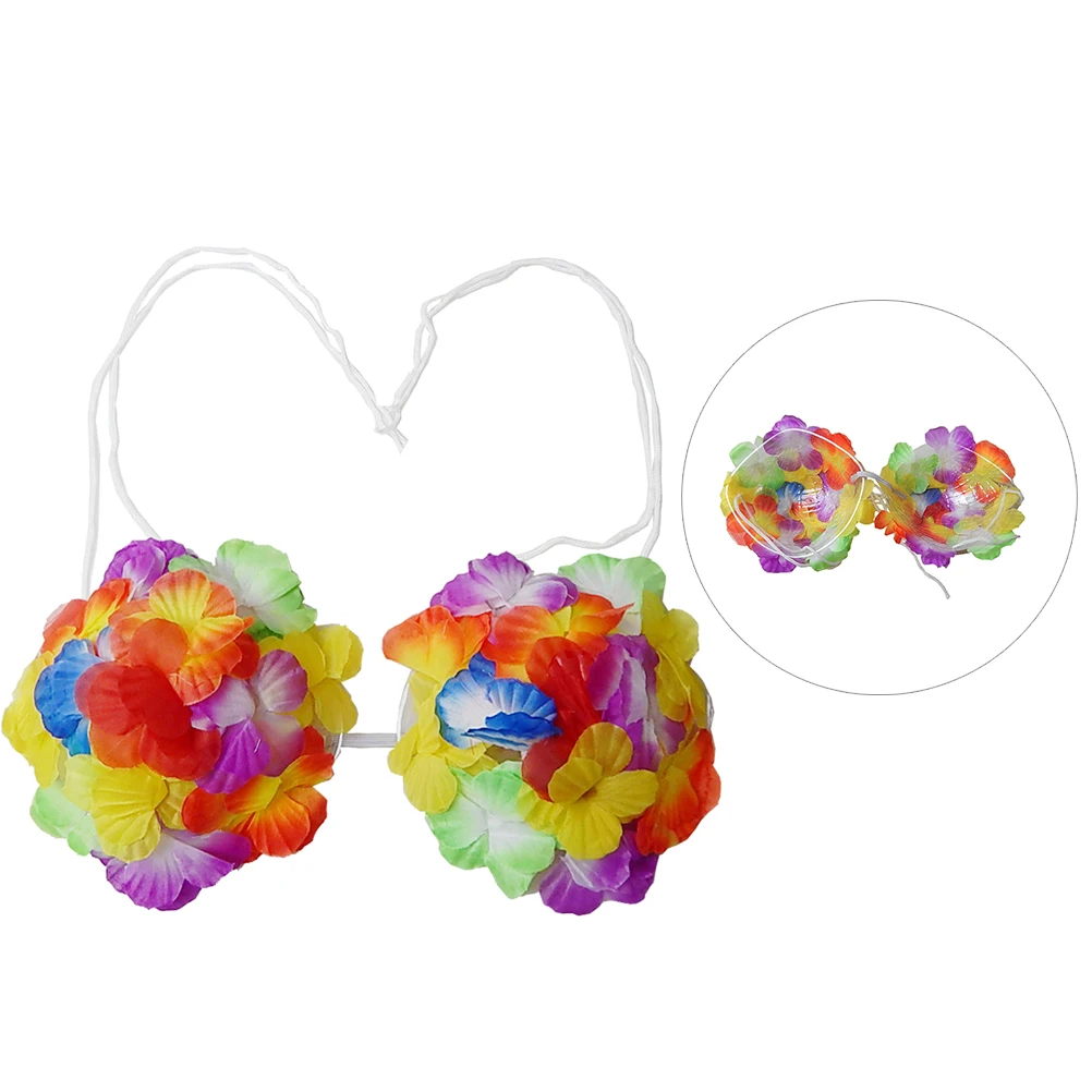 Hawaiian Bra Big Flowers Floral Women Halter Neck Top Party Performance Costume