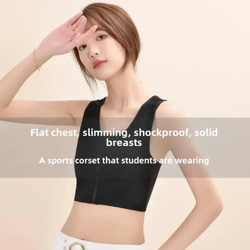 Leszip-Up Chest Binder Women's Large Size Appears Small L Cool Sculpting Bra Ultra Flat Wrap Chest Student Sports Vest Breathabl