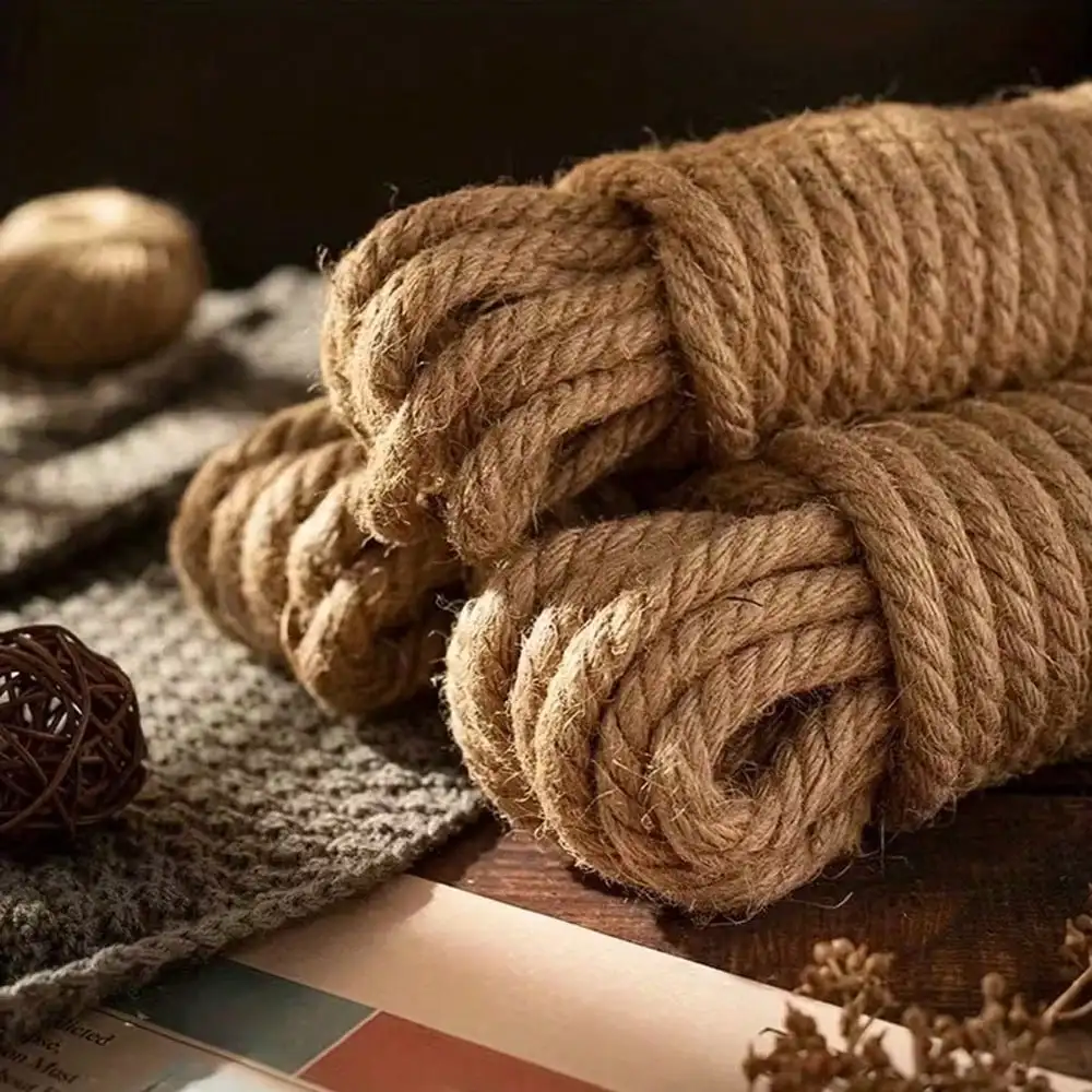 10mm Jute Rope,Thick Twine Decorative Rope for Crafting, Cat Scratch Post, Gardening, Farmho