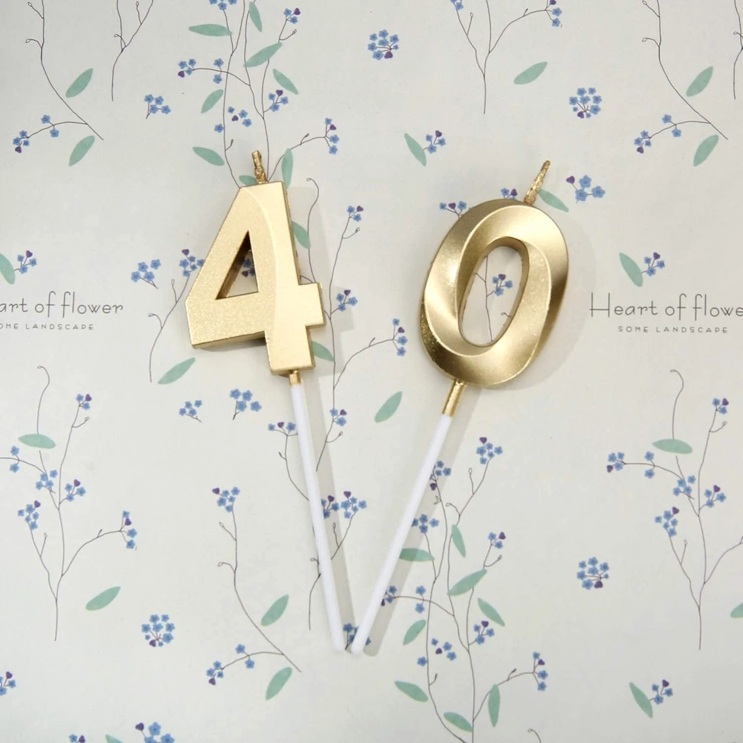 40th Birthday Candles,Gold Number 40 Cake Topper for Birthday Decorations Party Decoration