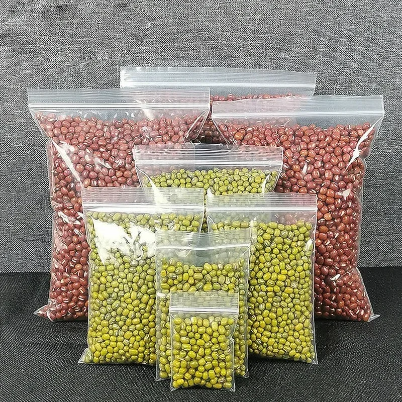 100Pcs/Lot 0.8 Wire Thick Self sealing Bag PlasticTransparent Pouch Poly Zipper Bag Hard Enduring Kitchen Food Storage Organize