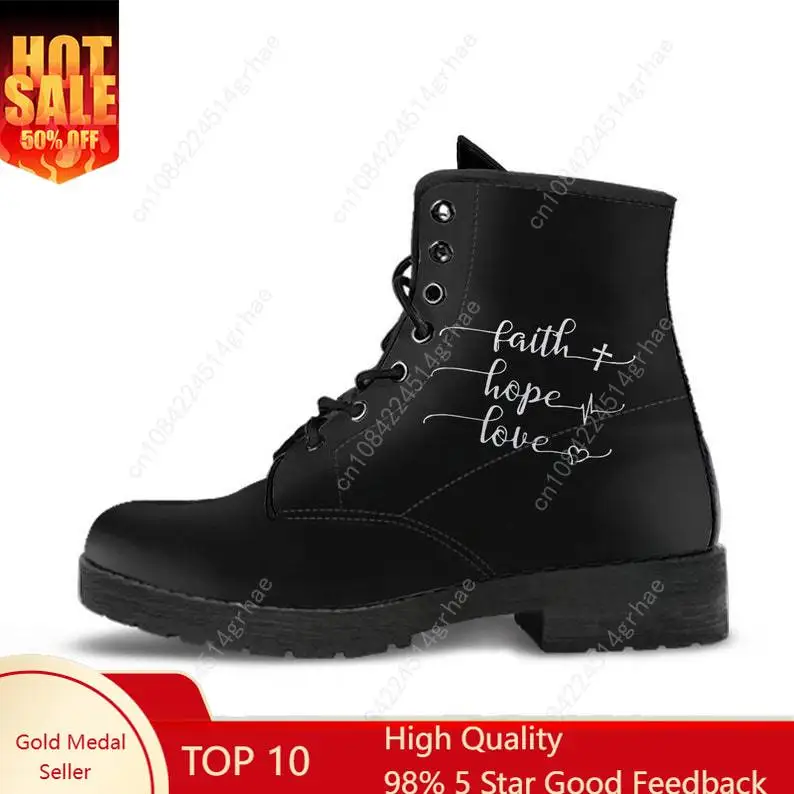 Faith Leather Boots / Faith Handcrafted Custom Print Boots / Faith Men's Women's Winter Boots