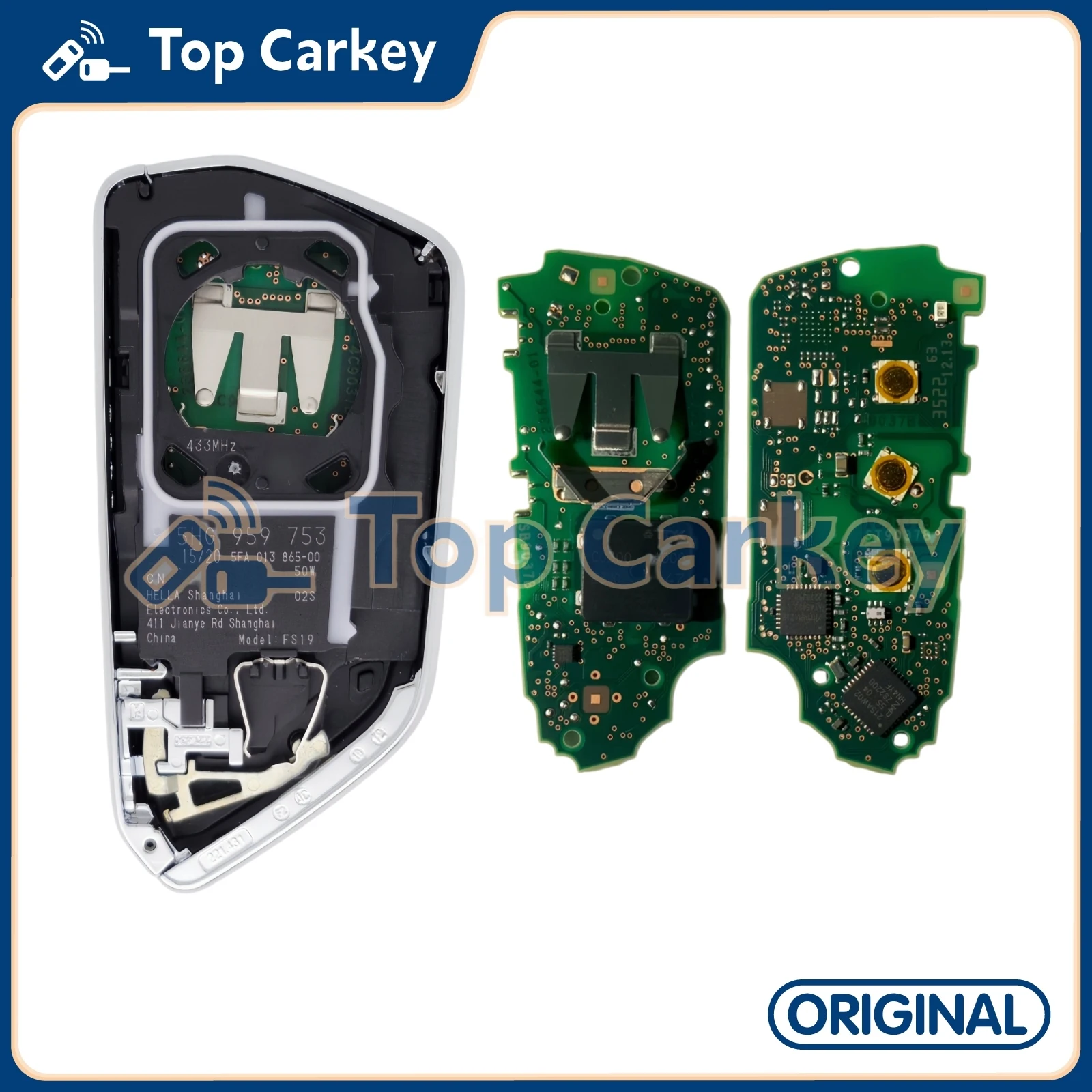 TopCarkey 5HG 959 753 B D Original Smart Key 5D Chip 433MHz für MQBevo Golf 8 Tiguan Passat Talagon MEB ID3 ID4 ID6