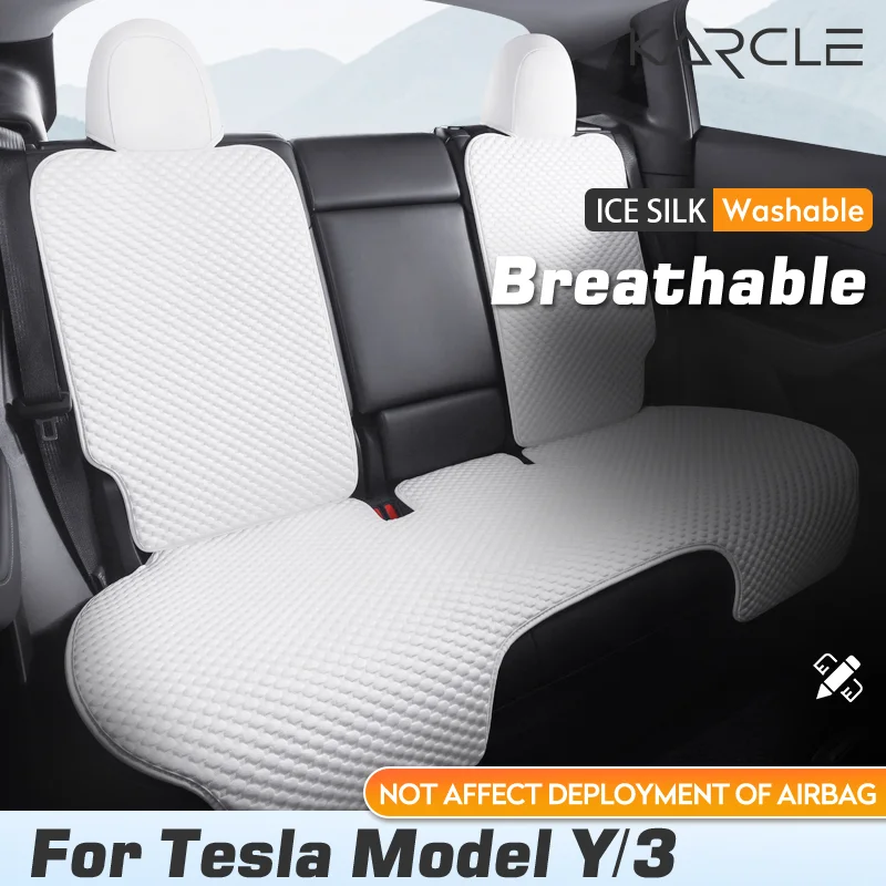 Ice Silk Seat Cover for Tesla Model 3/Y Highland Juniper 2024-2020 Summer Cool Car Seat Cushion Pad Breathable Car Accessories