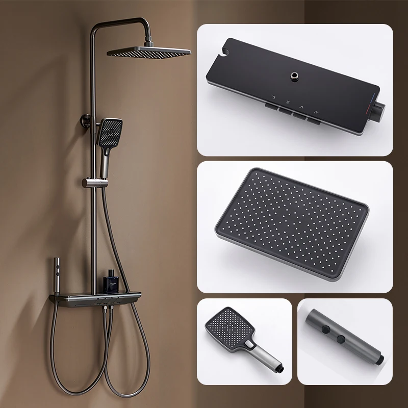 VGX LED digitaal douchesysteem Moderne badkamer Temperatuurweergave Douchekraan Set Regenval Badkamermengkraan Bidet Doucheset