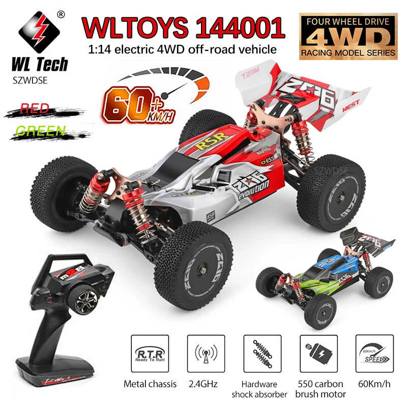 WLtoys 144001 1:14 2.4G RC Car 4WD Electric 60km/h High Speed Off-Road Remote Control Racing Drift Car RC Toys for Children