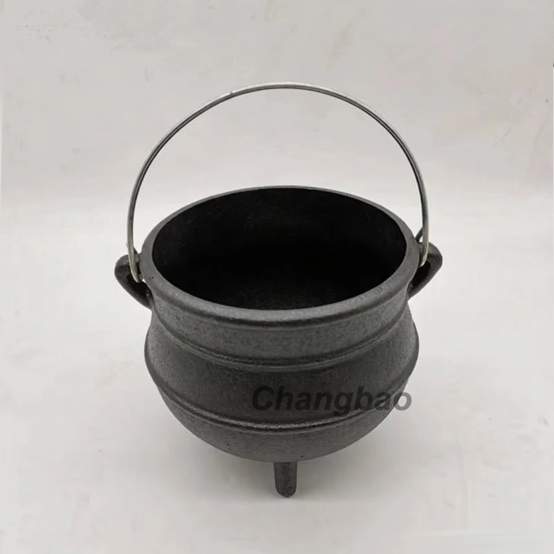 

Африканский трехногий подвесной чугунный казан в ретро-стиле, декоративный, для приготовления пищи, для лекарств, для благовоний, церемониальный