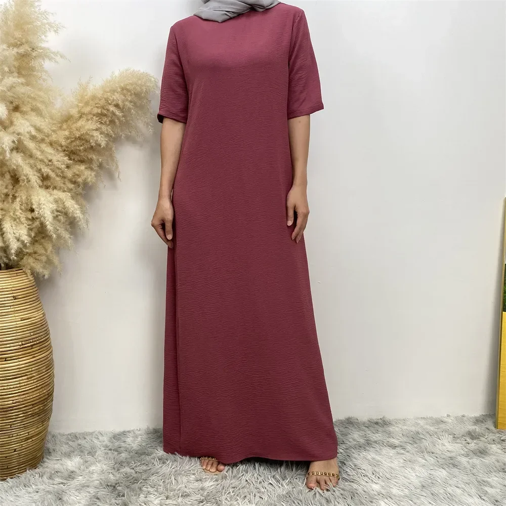 Modeste décontracté sous Abaya pour femmes musulmanes demi manches Maxi Robe turquie arabe Robe caftan dubaï islamique femme Eid Ramadan Robe