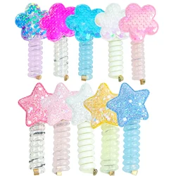 New Sequin Flower Elastic Hair Rope Cute Girls Telephone Wire Line Elasticity Glitter Star Hair Band For Kids Hair Accessories