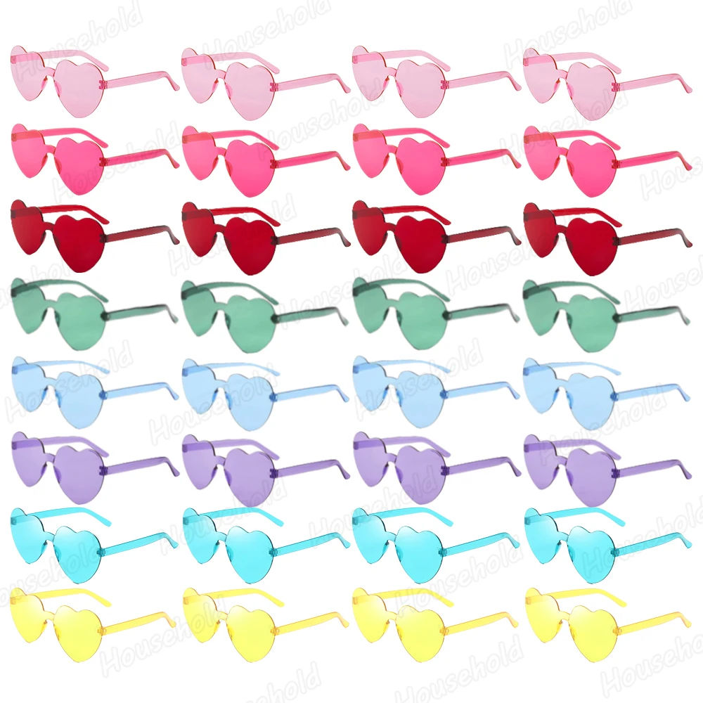 XMSJ 12–80 Stück Herz-Sonnenbrille, randlos, lustige Sonnenbrille, Junggesellenabschied, Gastgeschenke, Süßigkeiten, bunte Brille, Hochzeitsgeschenk, Mitbringsel für Gäste 5