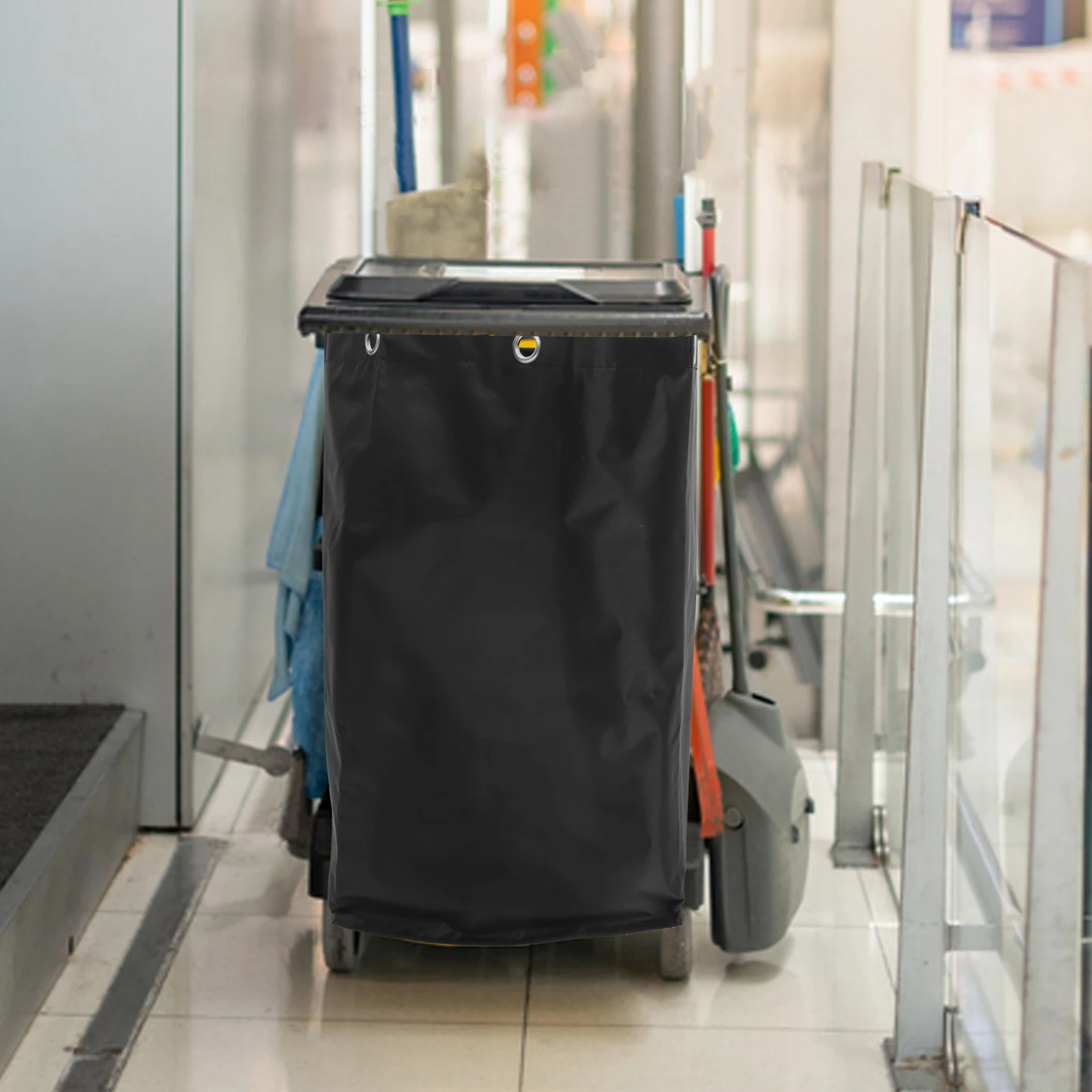 

1pcs Multifunctional Janitorial Cart Bag Cleaning Trolley Trash Bags Standard Blue Reusable Canvas Storage For