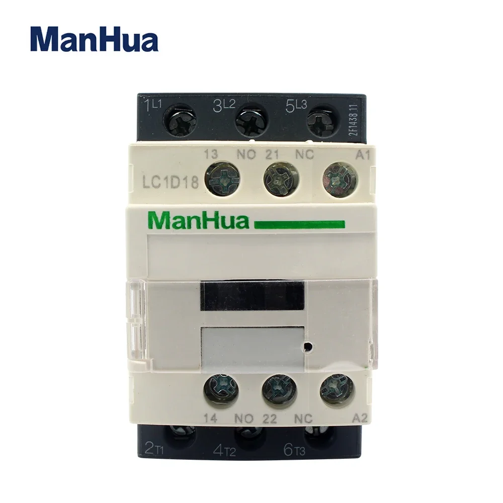 

ManHua Din Rail Mounted LC1-D18 Contactor Electrical Industrial AC Contactor 220V 50/60Hz 18A