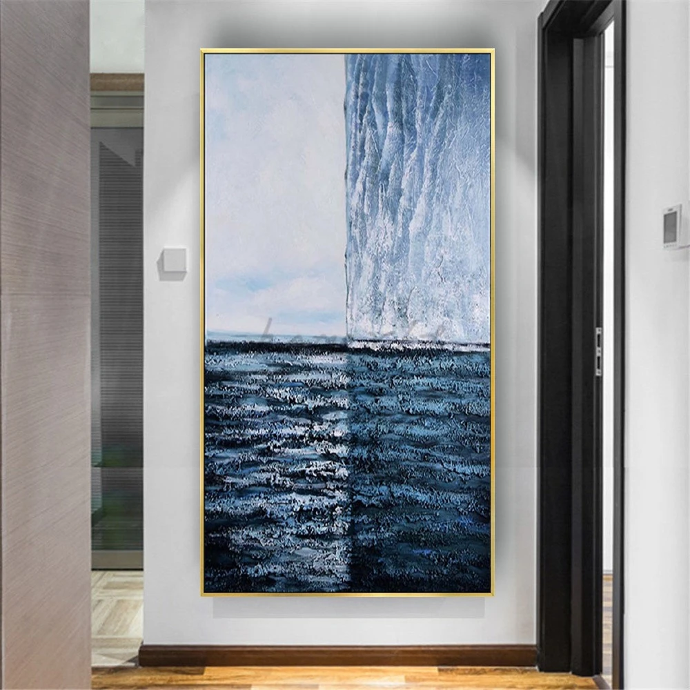 

Nordic Canvas Wall Painting Blue Modern Style Abstract Wall Art Pictures Contemporary Oil Paintings Decor Living Room Decor Wall