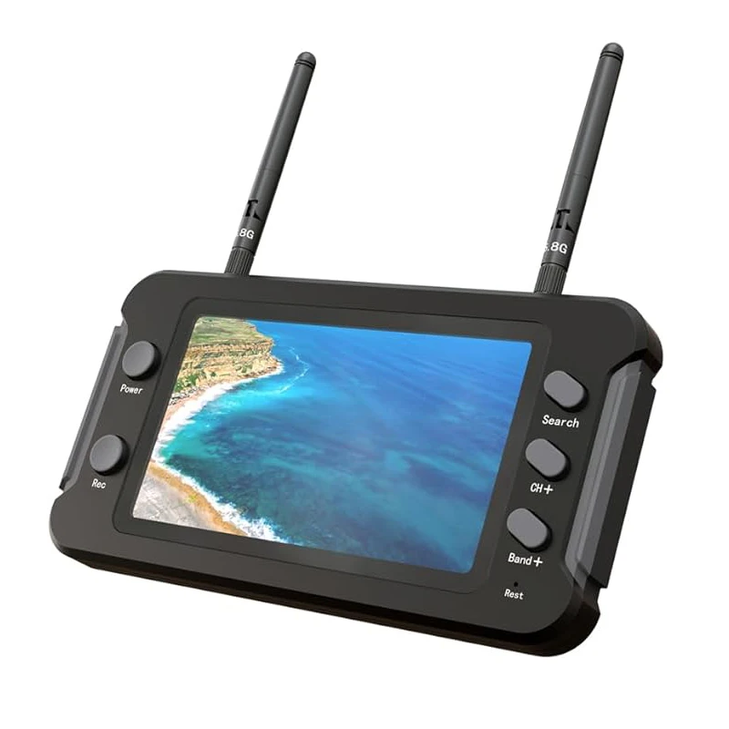 Monitor fpv 5.8g com dvr, tela lcd de 4.3 polegadas, antenas duplas, recepção de sinal estável, adequado para quadricóptero drone fpv