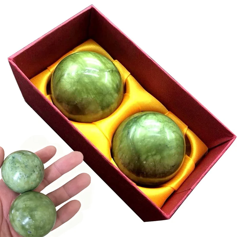 

2 шт., массажные шарики из натурального нефрита, здоровье, терапия для рук, пальцев, упражнения, усилитель для захвата, артрит, запястье, тревога, медитация