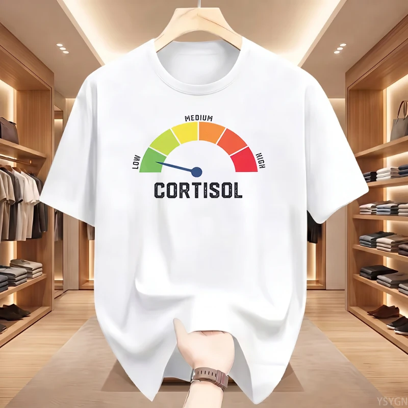 Cool Low Cortisol Levels V Meme T-Shirts Men O Neck Pure Cotton T Shirts Short Sleeve Tees Graphic Clothing Tops
