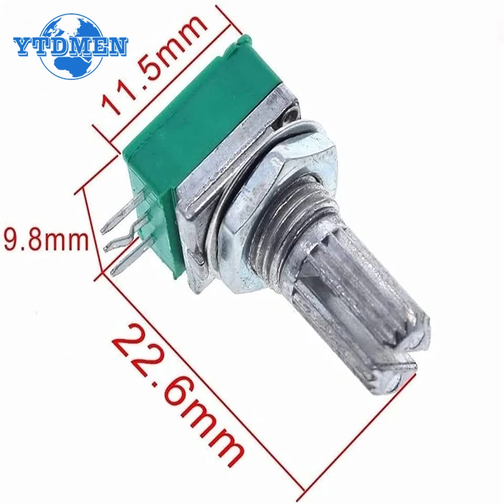 5PCS Potentiometer RK097N 50K B1K 5K 10K 20K 50K 100K 500K 3Pin Shaft 15mm Audio Amplifier Sealing Potentiometers Kit RK097