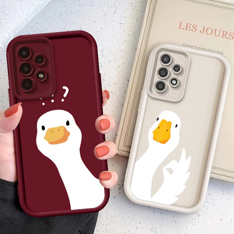 Cartoon Duck Goose Interesting For Samsung A73 A71 A54 A53 A52 A51 A33 A32 A21S A14 A13 A12 A03 A04 A05 5G Eye Ladder Funda