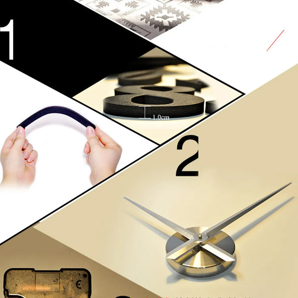 Large Acrylic Wall Clock Silent Non-Ticking for Home Office Bedroom Study Room Decor Modern Cat Shape Mirror Surface Wall Clocks