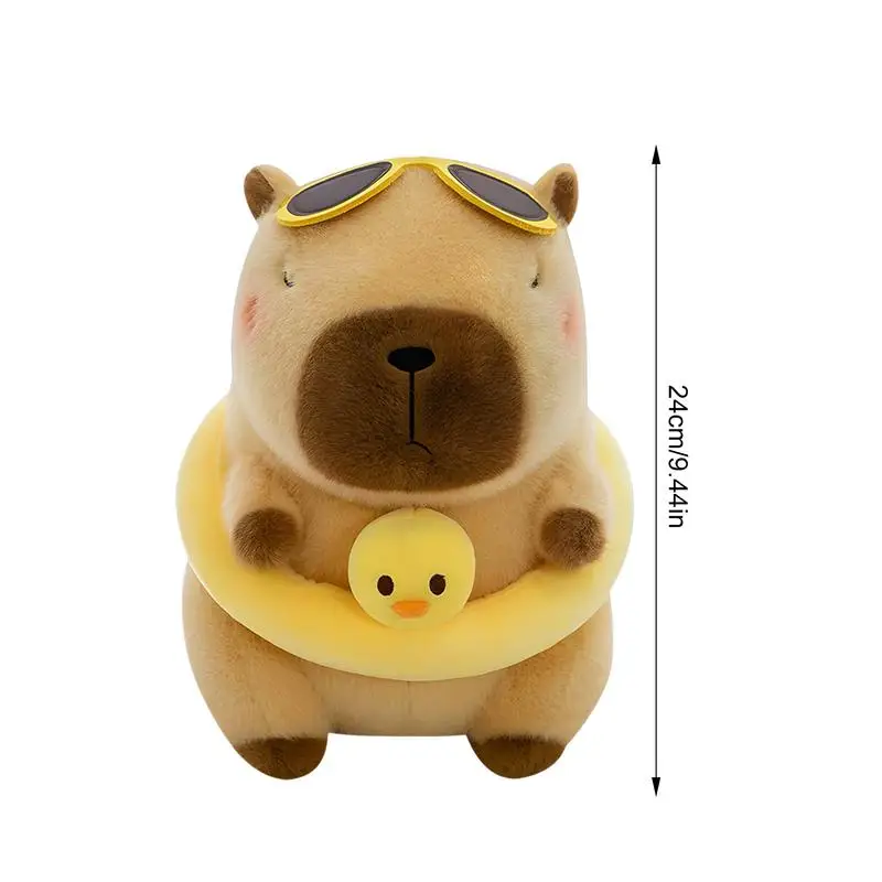 Capybara de peluche con anillo de natación, Animal de peluche de 24cm/9,4 pulgadas, muñeco de peluche para la vida