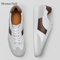 Mrxmus Dutit 2024 Autumn Fashion New Men Genuine Leather Color Matching Lacing Flats Sneaker Wild Basic Simple Casual Shoes Male