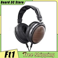 Fiio Ft1 Headphone Wired Hifi Headphones Closed-Back Over-Ear Nanowood Fiber Composite Diaphragm Black Wood Ear Cups Custom