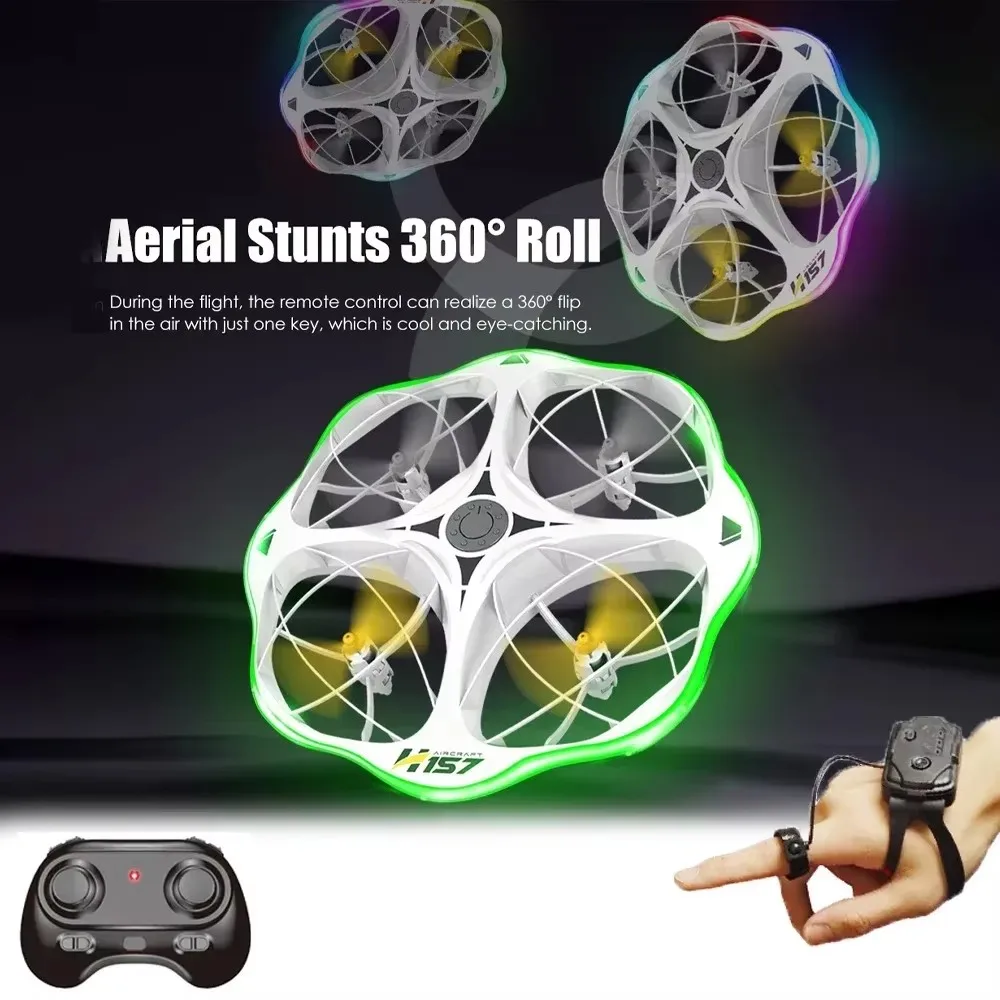 Model H158 Mini UFO Drone - 4-Axis Quadcopter (Remote + Watch Dual Control/RGB LED/360° Flip/Obstacle Avoidance) Best Kids' Gift