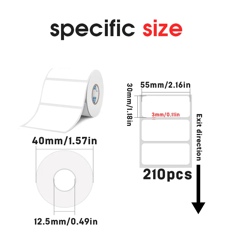 KAYSION 55x30mm White Thermal Label Blank Label Sticker Suitable for Portable Thermal Printer Barcode Price Label Printing