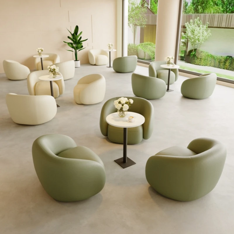 Coffee Shop Dessert Milk Tea Shop Table and Chair Combination, Salon Reception Sofa, Coffe Table Set