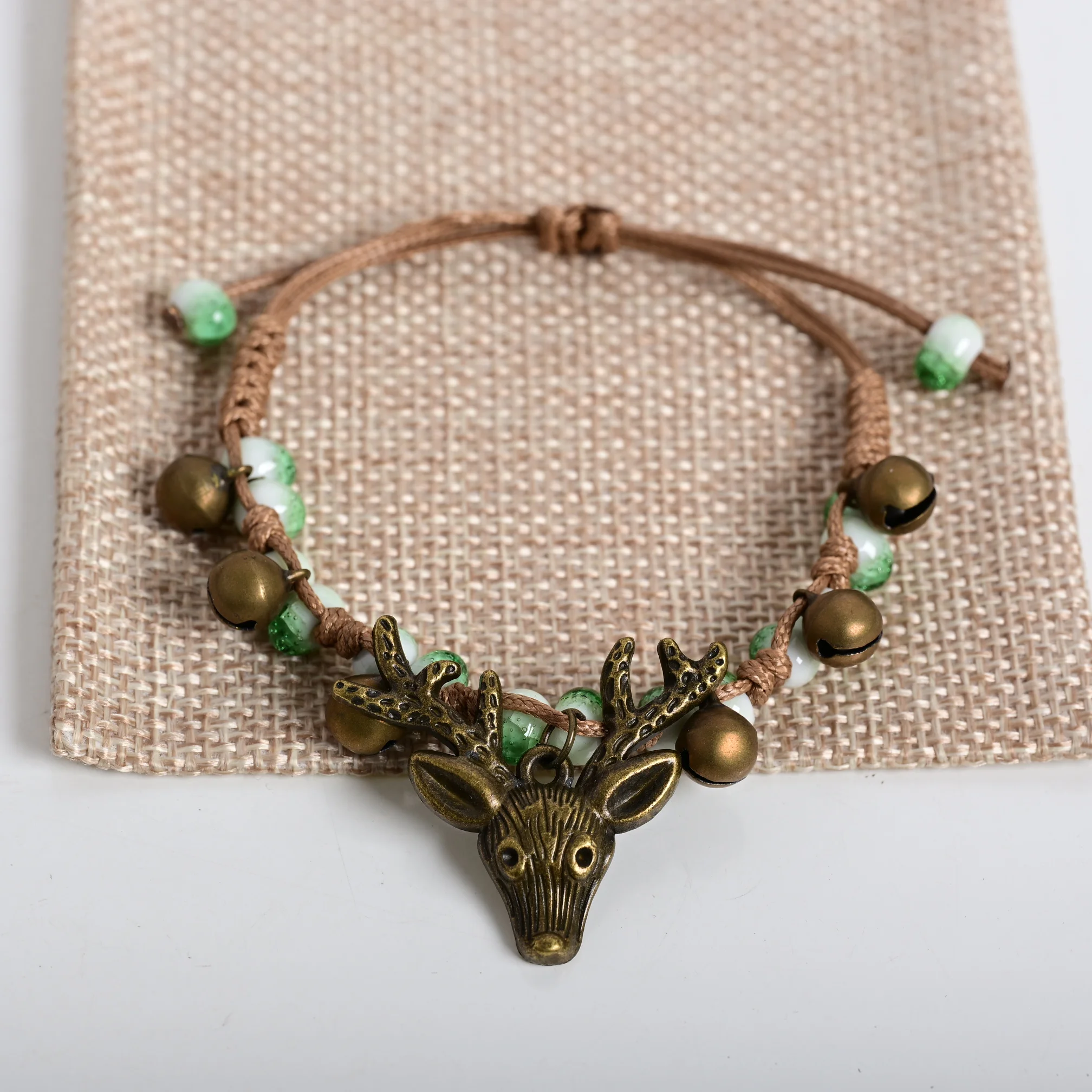 Elk Ceramic Little Fawn Bracelet for Women, Hand Made DIY Bracelets, Retro Artware, Girl Gift, Fashion Jewelry, #1265