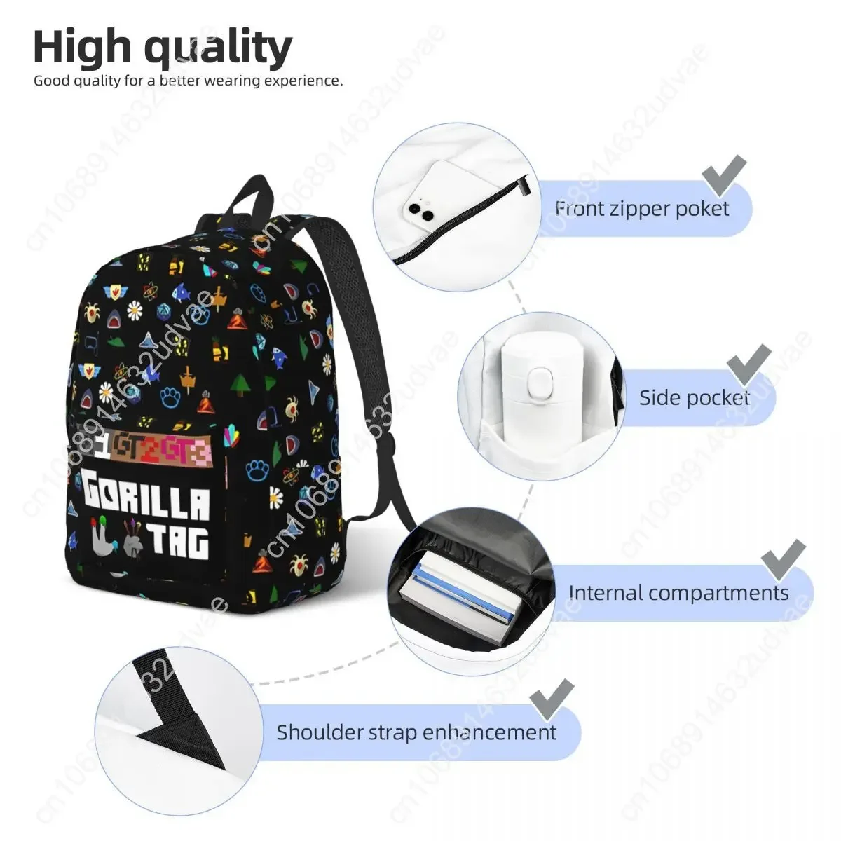 Gorilla Tag VR Gamer Gaming Backpack Tas Buku Sekolah Siswa Tas Buku Sekolah Kanvas Game Populer Tas Taman Kanak-Kanak Prasekolah