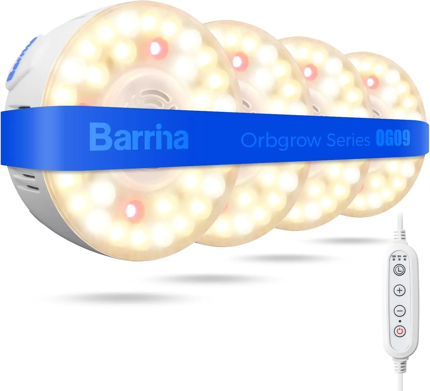 

Timer Plant Grow Light, 36W Full Spectrum with 660nm Red LEDs, Magnetic Linkable Dimmable for Indoor Plants, 4-Pack