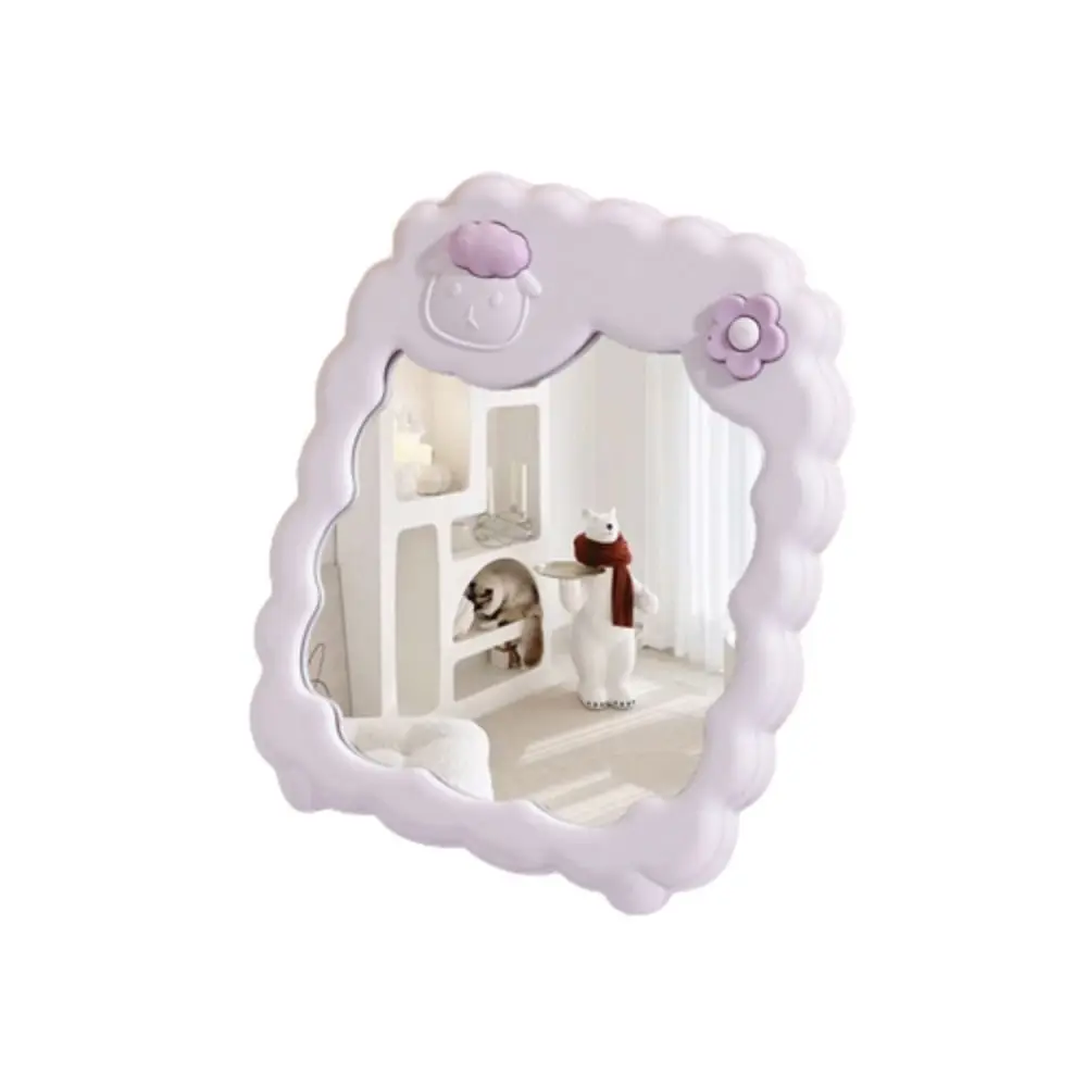 Espejo de Maquillaje Portátil de Dibujos Animados, Espejo de Mesa Plegable con Forma de Oveja, Espejo de Doble Uso con Soporte, Espejo de Vanidad, Decoración del Hogar