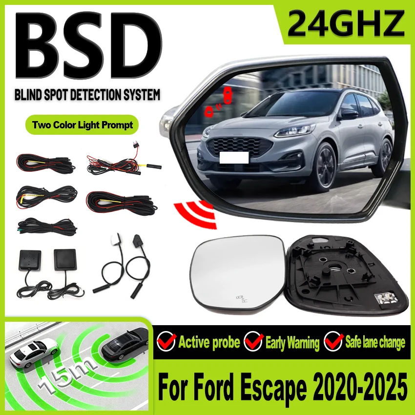 Car Blind Spot Monitoring For Ford Escape 2020-2025 BSD BSM Radar Detection System Microwave Sensor Assistant Driving Security