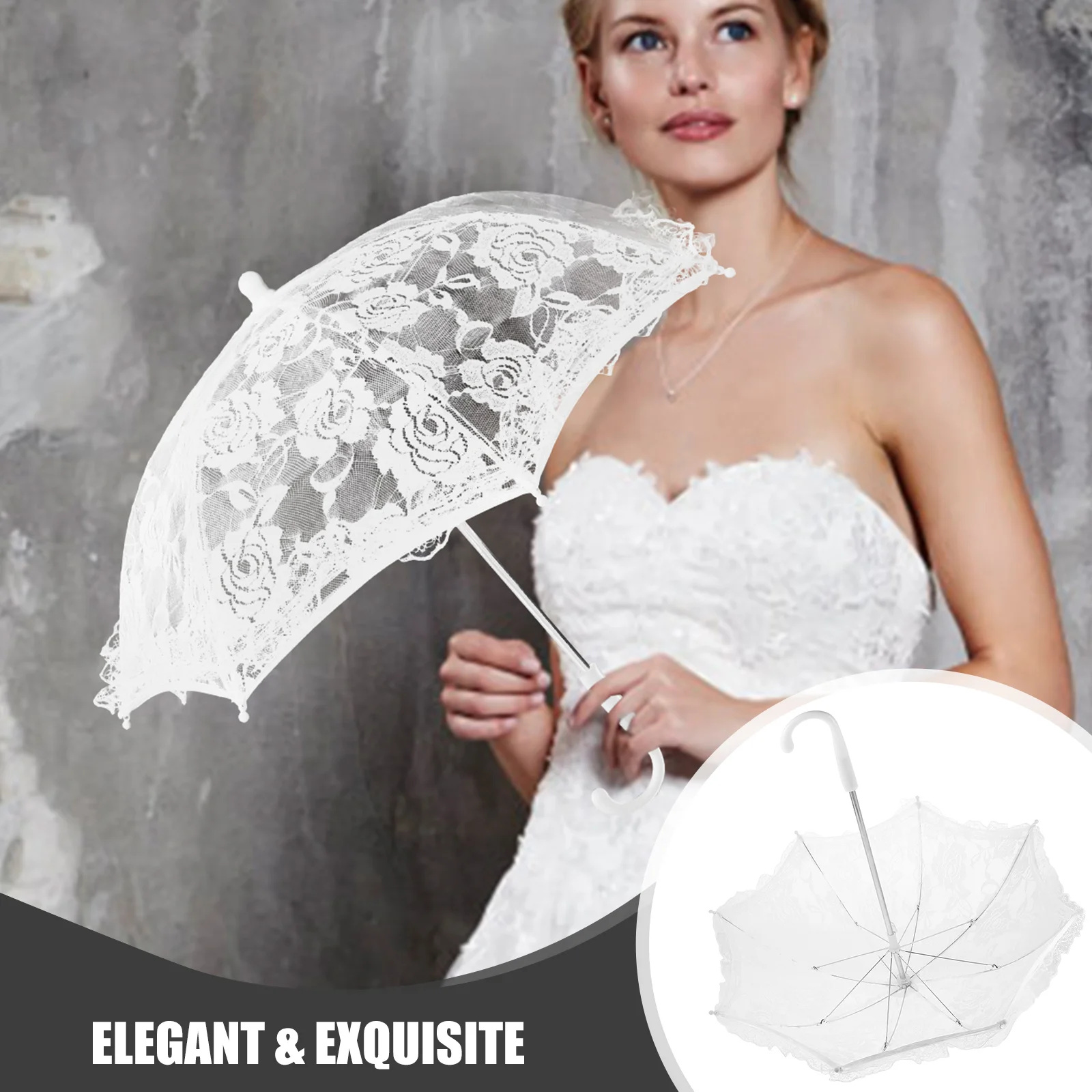 Lace Umbrella Mini Wedding Umbrellas Bulk Parasol Vintage White Fancy Decorations for Women Bride