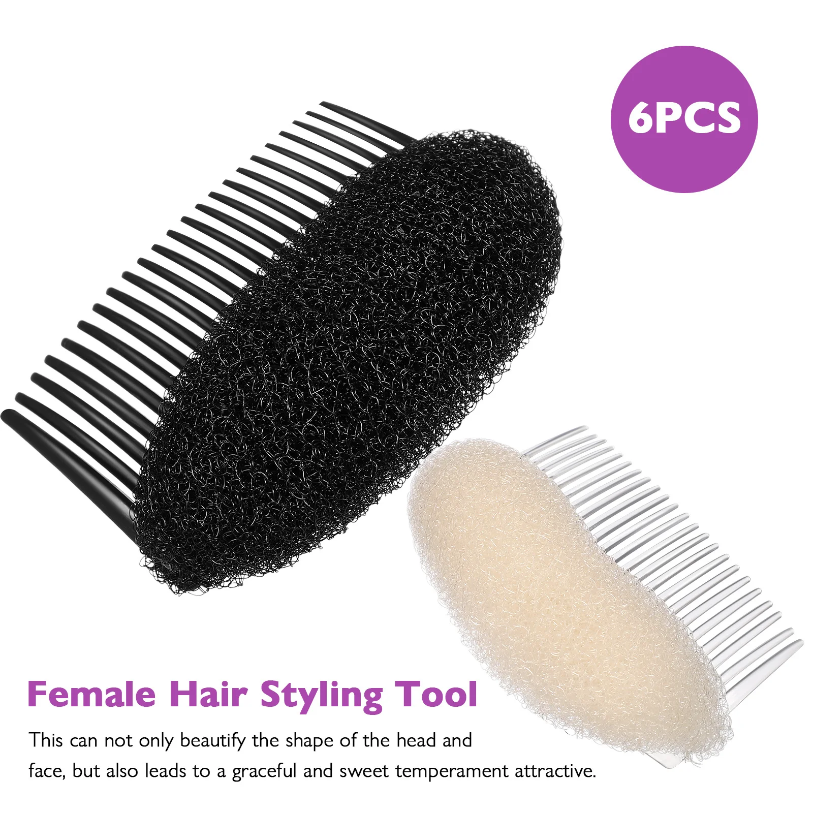 

6pcs Styling Sponge Comb Women Inserts Bun Maker Tool Invisible Updo Accessories Hair Shaper Sponge Hair Styler Tools For Women