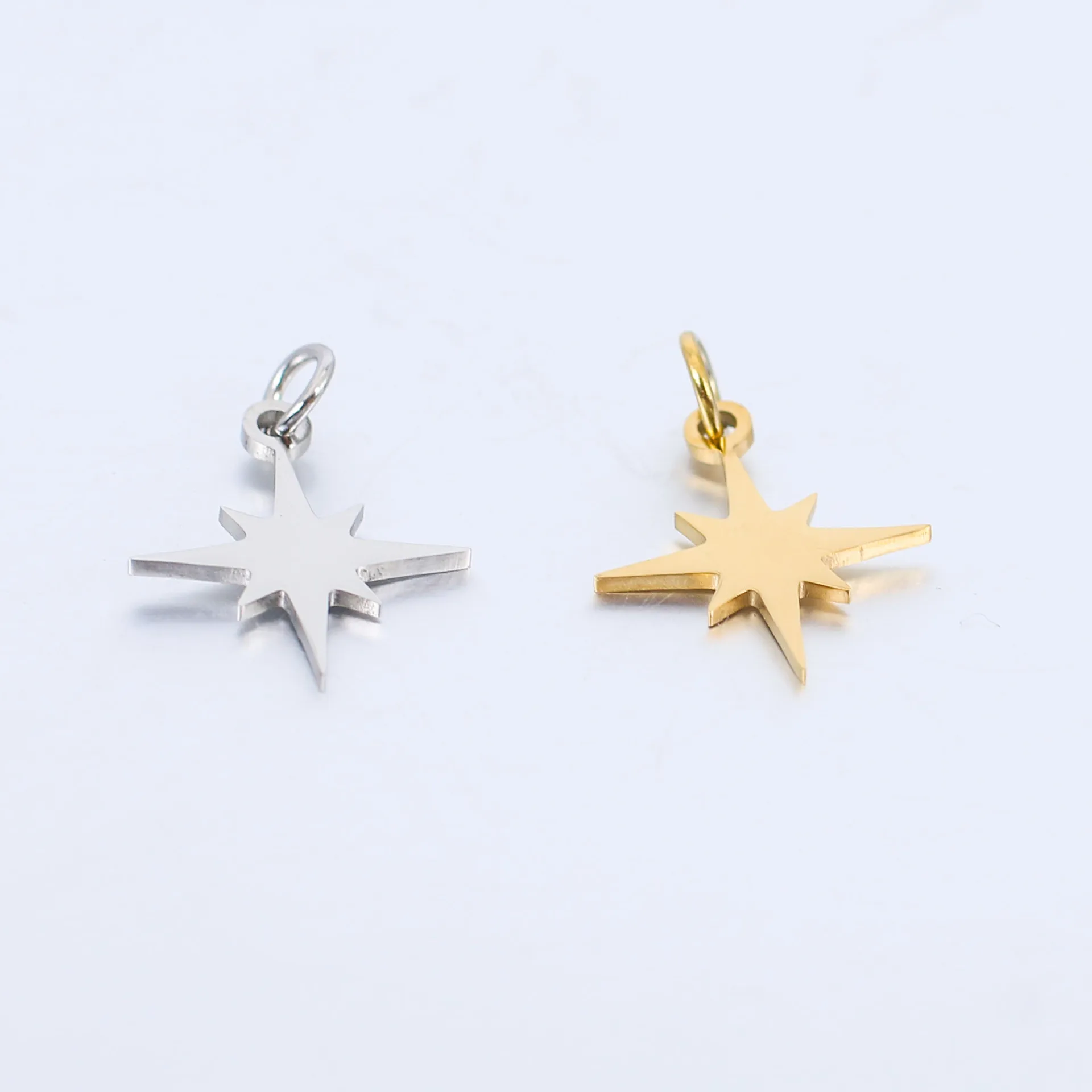 DOOYIO 5pcs/Lot Stainless Steel Charms Octagonal Star DIY Titanium Steel Single Hole With Ring Pendant Jewelry Accessories