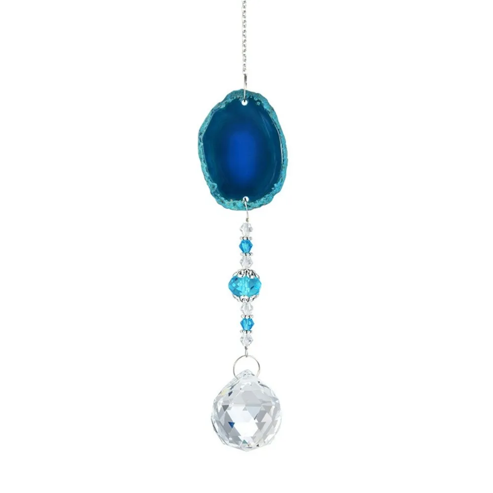 Natural Colorful Crystal Agate Sun Catcher Crafts Rainbow Prism Ball Crystal Wind Chime Garden Pendant Rainbow Maker
