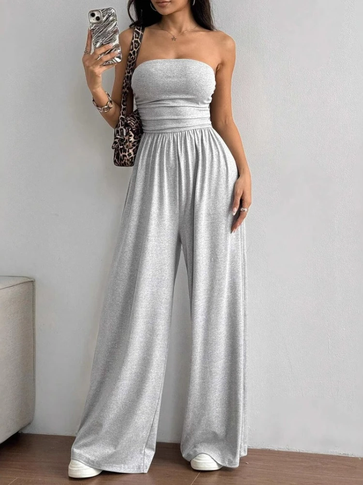 

Spring Summer New Leisure Women's Jumpsuit Solid Color Double-Strap Relaxed-Fit Casual Pants Clothing Jump Suits for Women