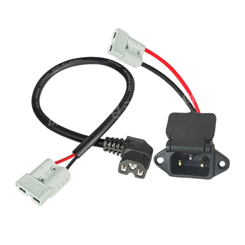 Pin-Shaped Male to 50A Gray Plug to Female Elbow Power Socket Cable Lithium Battery Connector T-Type Battery Car Charging Socket