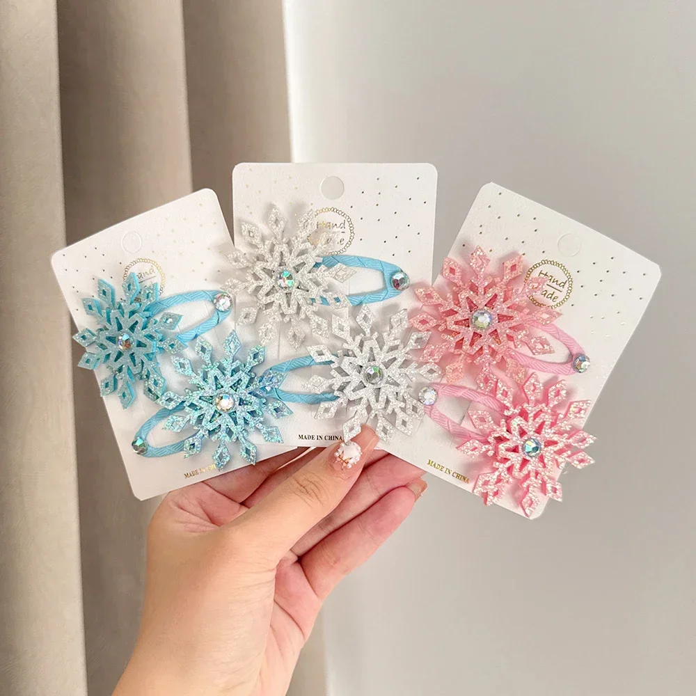 2 Teile/satz Prinzessin Schneeflocke Mädchen Schöne Haarnadeln für Frauen Mädchen Kinder Headwear Hairgrip Haar Clips Haar Zubehör Geschenk
